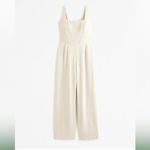 AF Squareneck Linen-Blend Jumpsuit